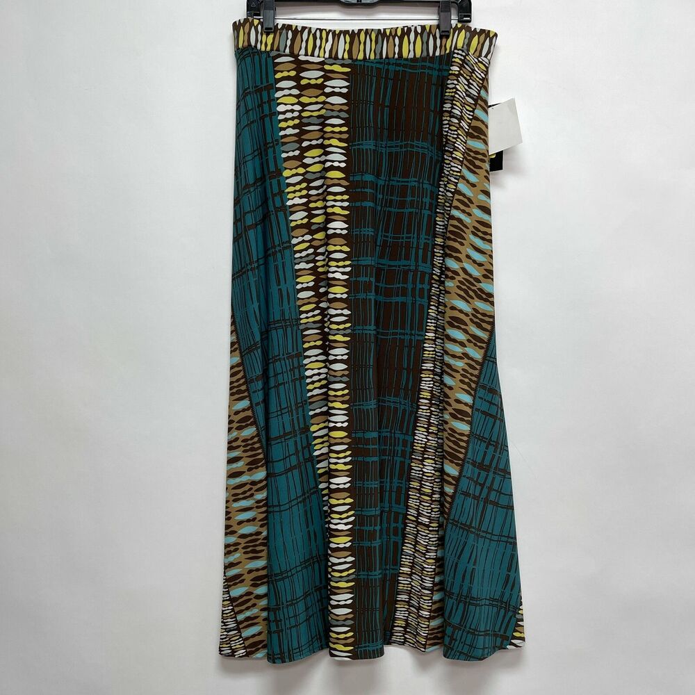 Kasper Skirt Strapless Dress Large Brown Lime Teal Green White Multicolor NWT‎